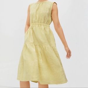 Everlane yellow linen midi dress